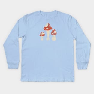 Simple Mushrooms Distressed Kids Long Sleeve T-Shirt